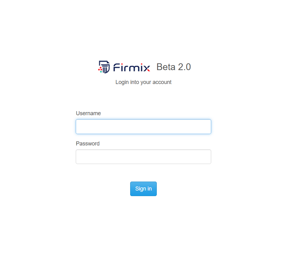 Firmix login screen